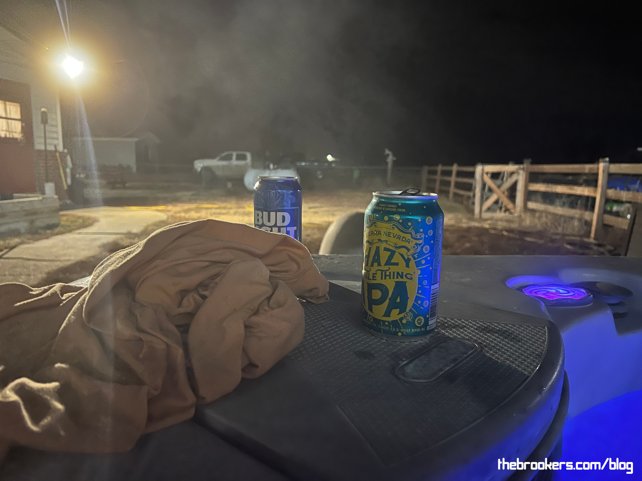 Relaxing in the hot tub